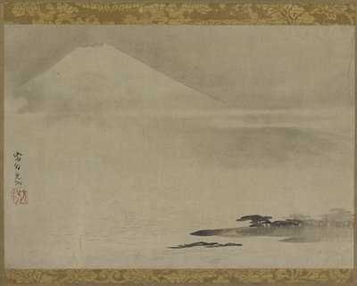 Landscape: Mt. Fuji from the Sea, Hanging Scroll (Mounted on Panel), Late 17th-Early 18th Century by Ogata Korin